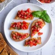 A plate of bruschetta Italiana.