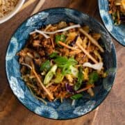 Inside out egg roll in a bowl.