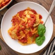 A plate of ravioli al forno, (baked ravioli)