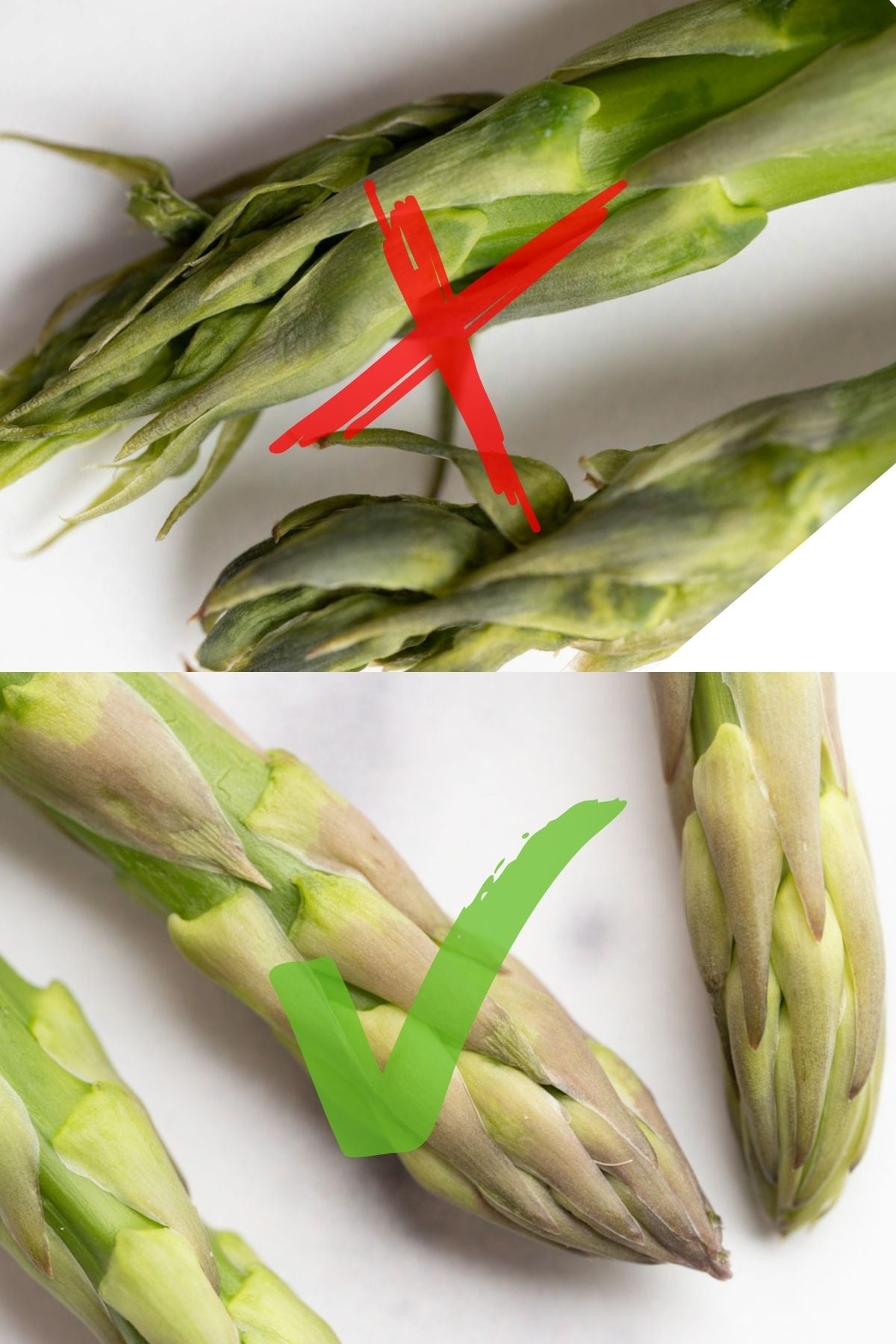 Asparagus spears, that you should buy and should not.